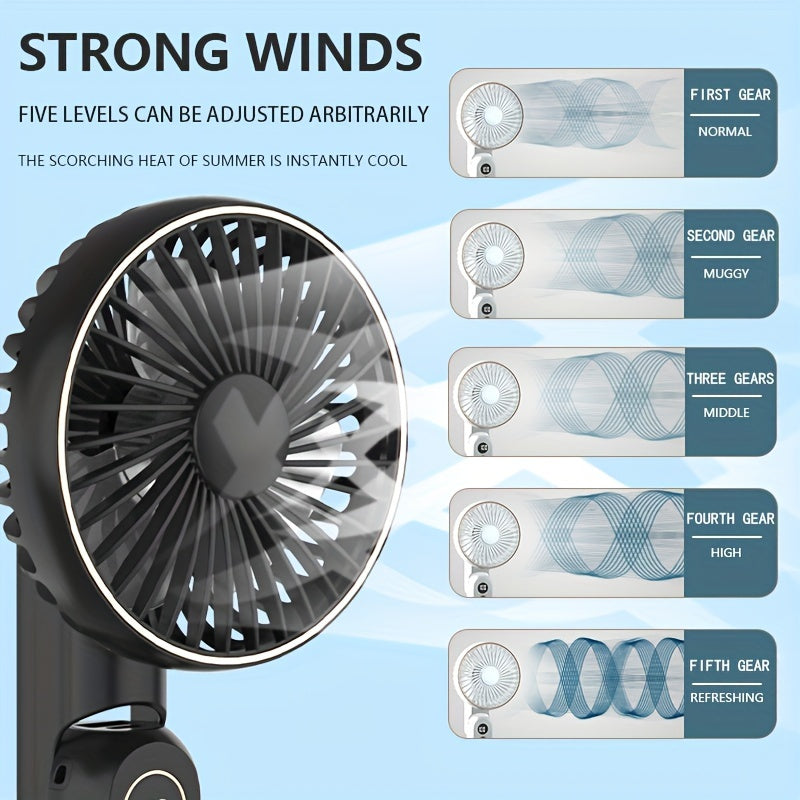 NEW USB charging foldable handheld small fan, can hang neck and desktop