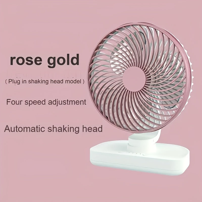 Portable Desk Fan Portable Oscillating Desk Fan | 4-Speed Control, USB Powered
