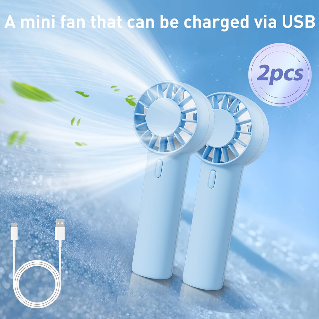 Portable Mini Fans 2pcs Portable Mini Fans | Rechargeable, Encrypted Grille