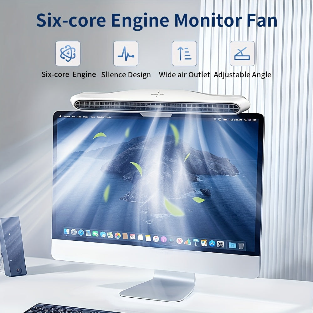 KINYILO Computer Monitor Hanging Fan - 3-Speed Adjustable, Ergonomic Design
