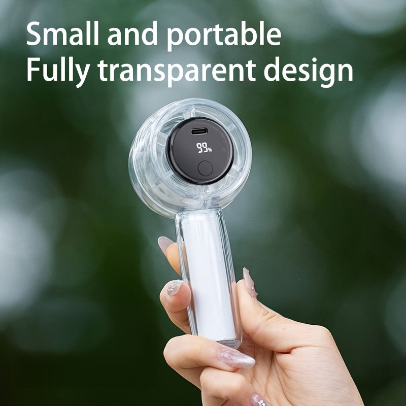 1pc Portable Transparent Mini Handheld Fan - USB Rechargeable